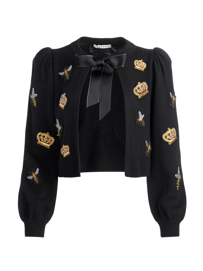 KITTY BEE CARDIGAN - BLACK image 6 - Alice And Olivia