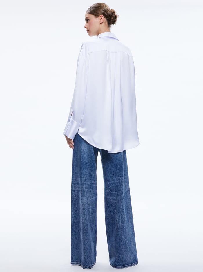 Finely Oversized Button Down Shirt In White | Alice And Olivia