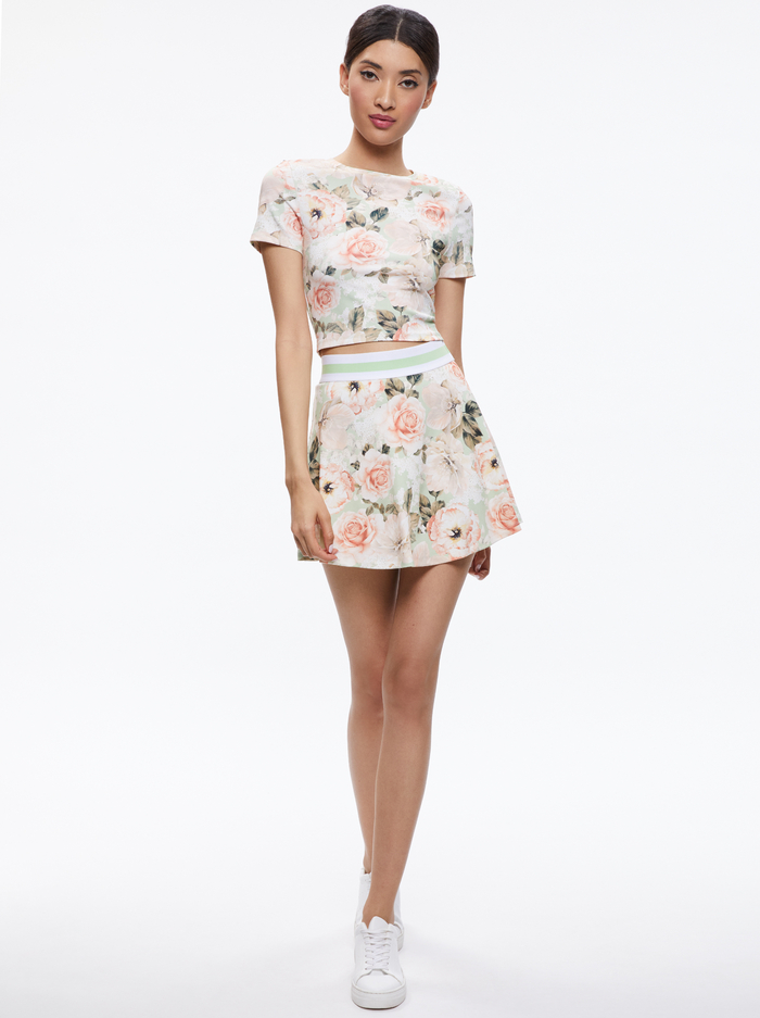 CINDY PICKLEBALL CROPPED TEE - MORNINGSIDE FLORAL PISTACHIO image 2 - Alice And Olivia
