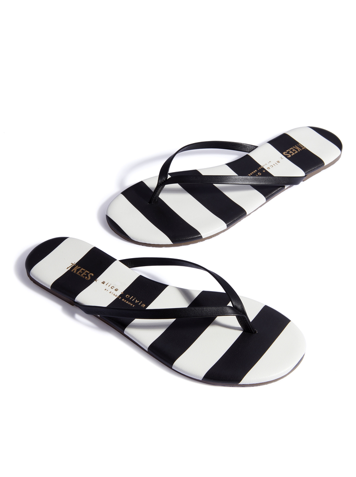 A+O  x TKEES LILY FLIP FLOP - POSITANO STRIPE SM BLACK image 1 - ALICE + OLIVIA