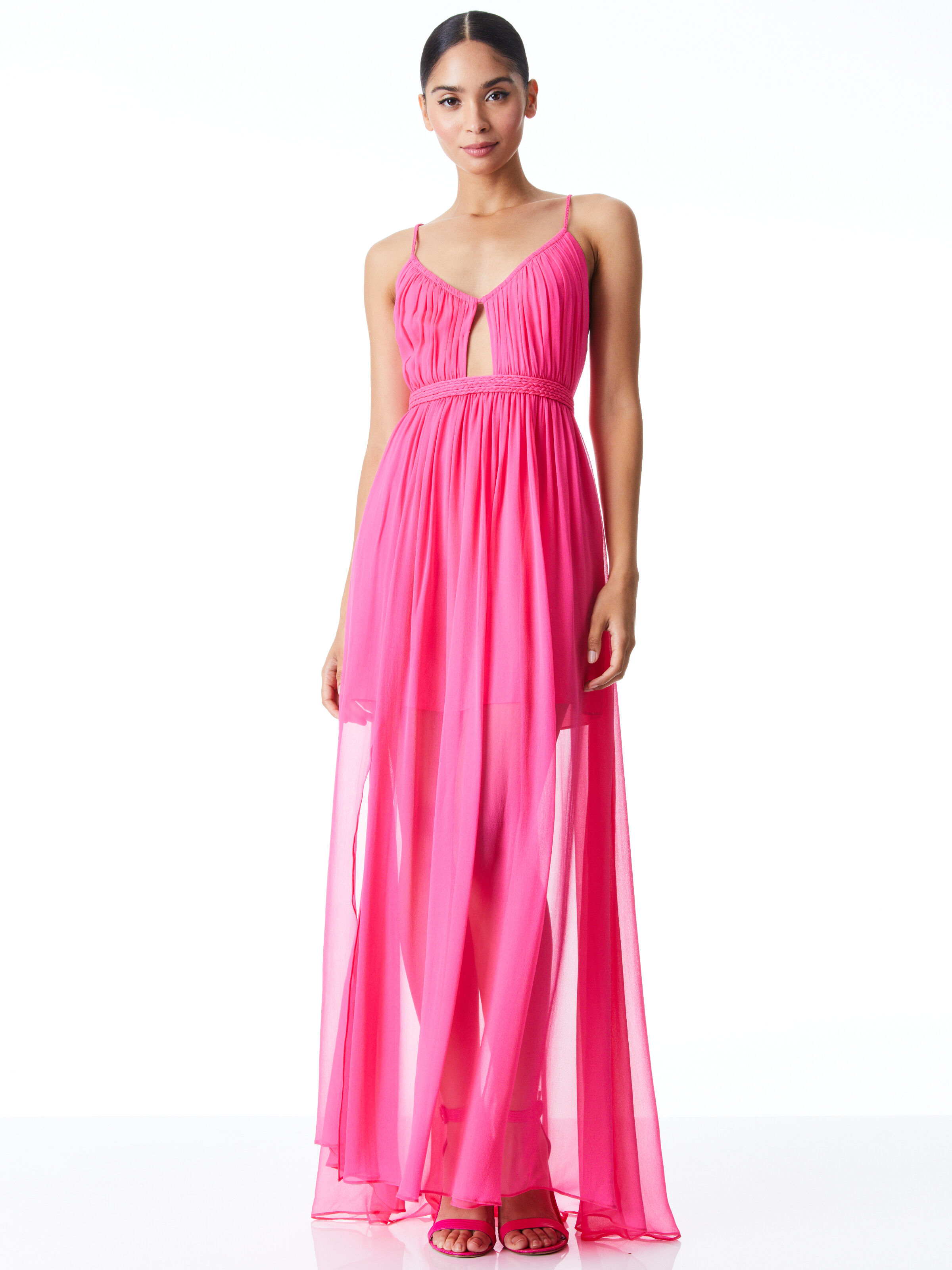 pink maxi dress with slit
