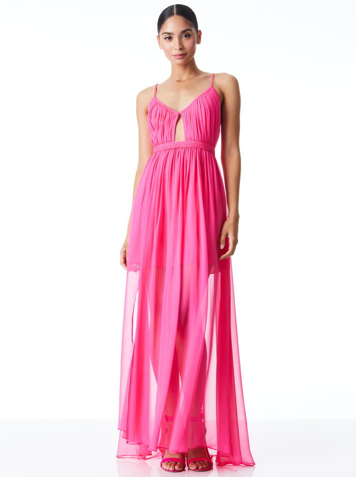TAMAR CUT OUT SLIT MAXI DRESS - WILD PINK - Alice And Olivia