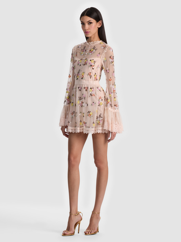 ALLEGRA EMBELLISHED LACE MINI DRESS - PALE PINK image 4 - ALICE + OLIVIA