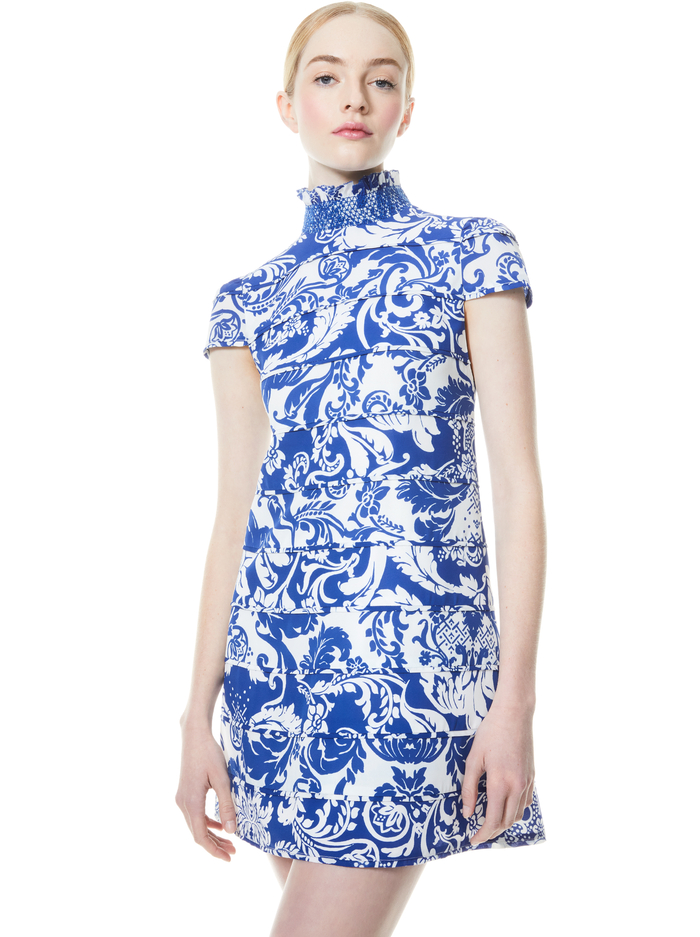 KARISSE MOCK NECK MINI DRESS - ROMAN HOLIDAY BLUE EYES image 2 - Alice And Olivia