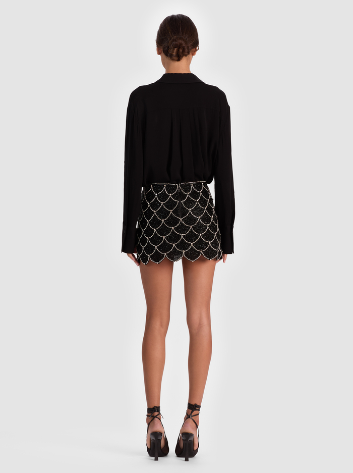 RUBI EMBELLISHED MINI SKIRT - BLACK/SILVER image 3 - Alice And Olivia