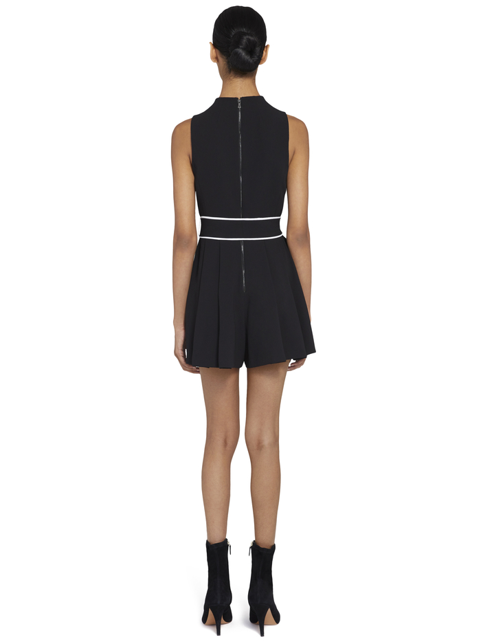 HARLAN PLEATED ROMPER WITH BELT - BLACK/WHITE image 3 - ALICE + OLIVIA