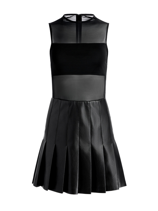 BLACK-CHARA VEGAN MINI DRESS