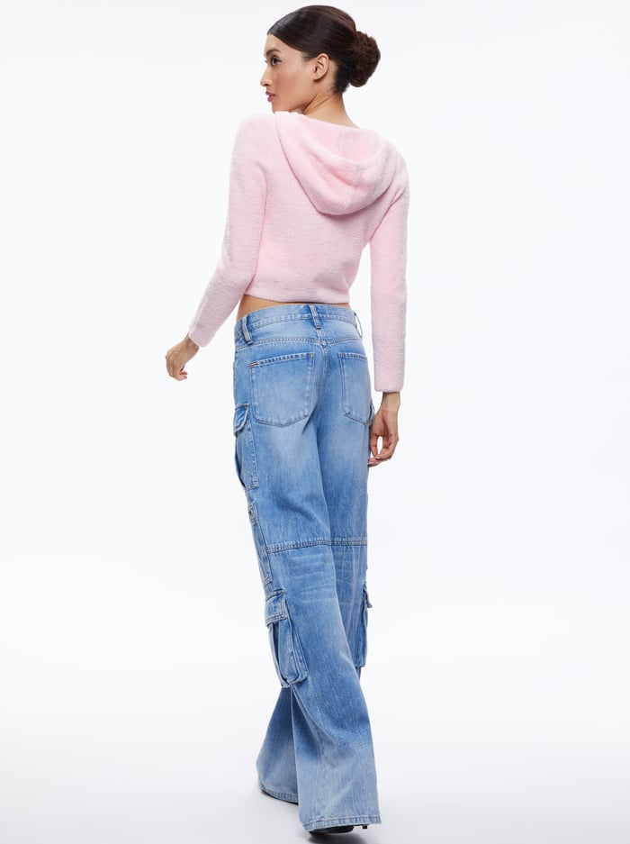 LIDELL CROPPED ZIP UP HOODIE - PETAL image 1 - Alice And Olivia