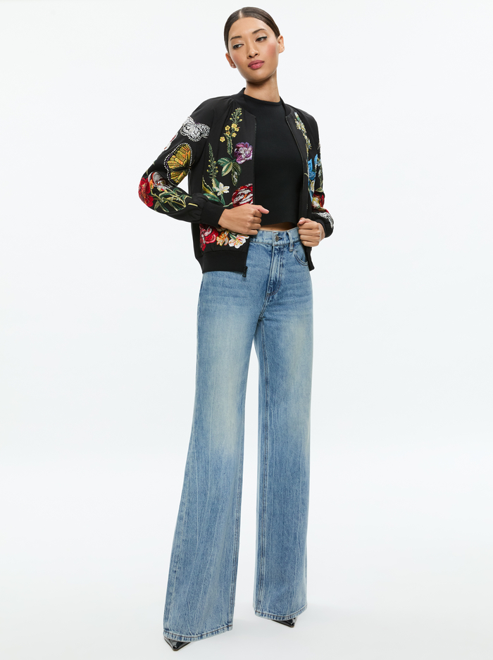 FELISA EMBELLISHED VARSITY JACKET - LE PARISIEN BLACK image 4 - Alice And Olivia