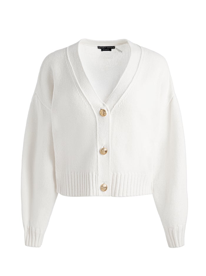 ATTICUS CASHMERE CARDIGAN - ECRU image 5 - Alice And Olivia