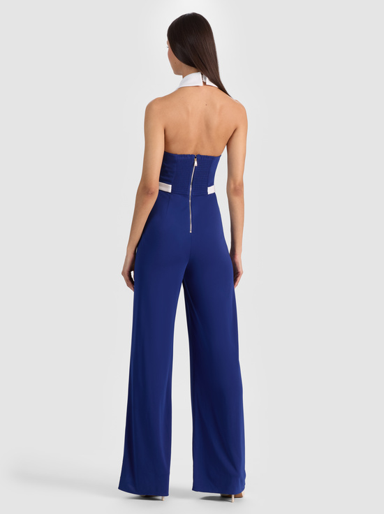 TWILIGHT BLUE-ALARA COLLARED JUMPSUIT