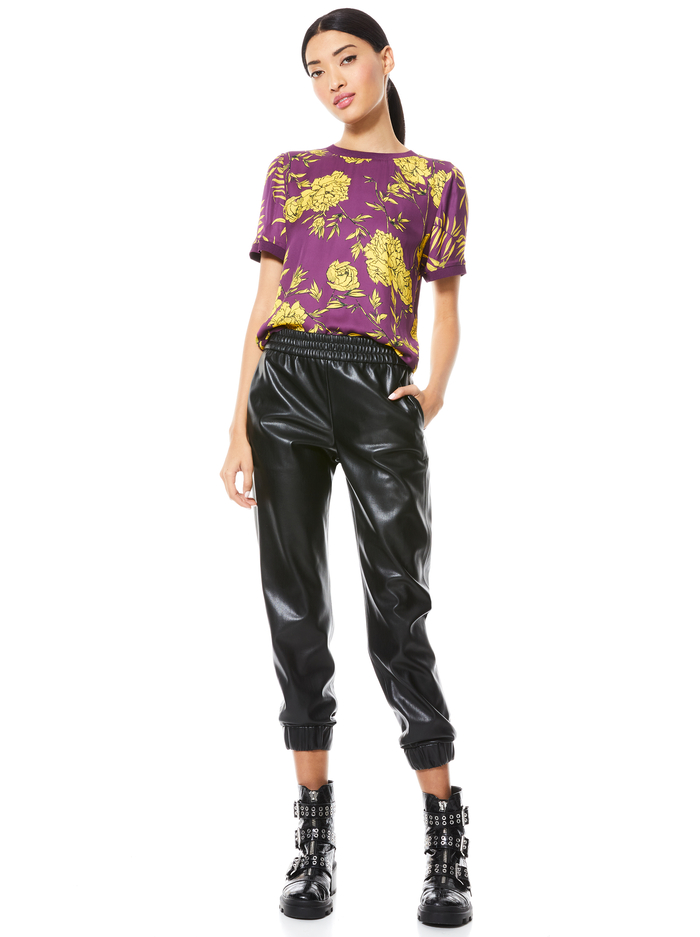 PIERA RIB TRIM SHORT TEE - PURE PEONY BOYSENBERRY image 5 - ALICE + OLIVIA