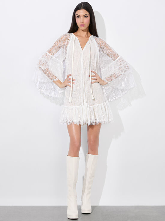 OFF WHITE-DELIA RUFFLED TUNIC DRESS