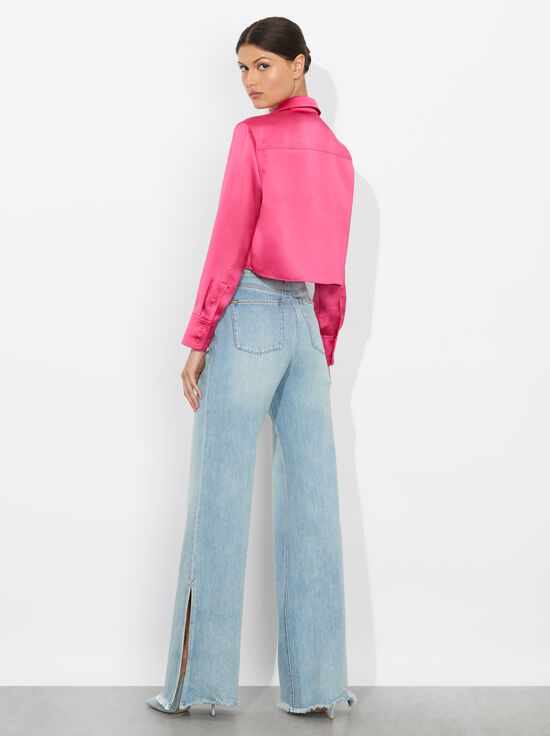 RASPBERRY-LEON CROPPED BUTTON DOWN