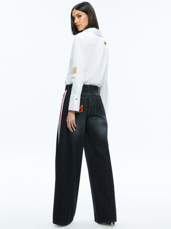 OFF WHITE MULTI-A+O X BASQUIAT FINELY EMBELLISHED BUTTON DOWN