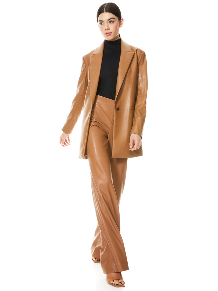 LORINDA VEGAN LEATHER PANT - CAMEL image 2 - Alice And Olivia