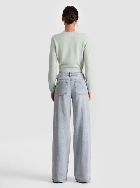 GREEN TEA-DOLLIE CASHMERE CARDIGAN