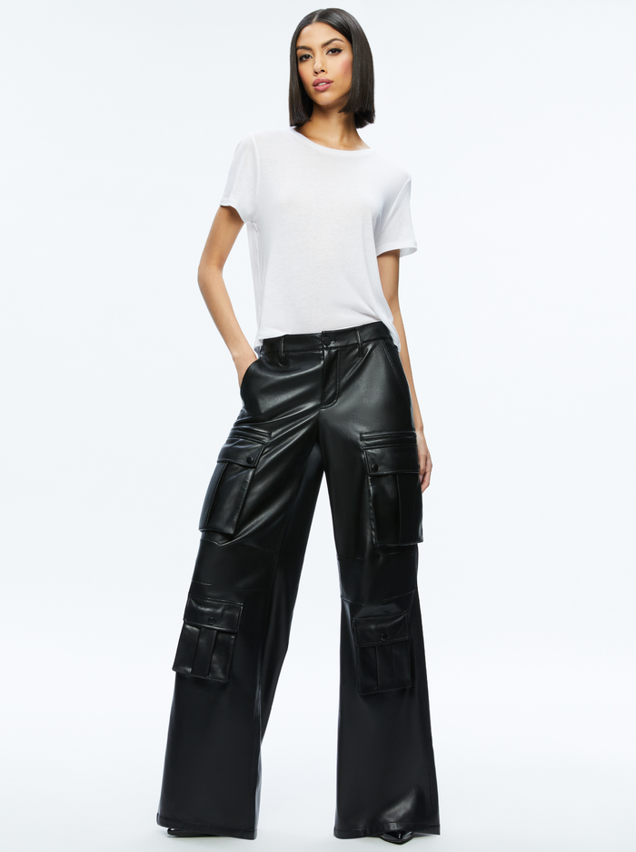 JOETTE VEGAN LEATHER CARGO PANT - BLACK image 4 - Alice And Olivia