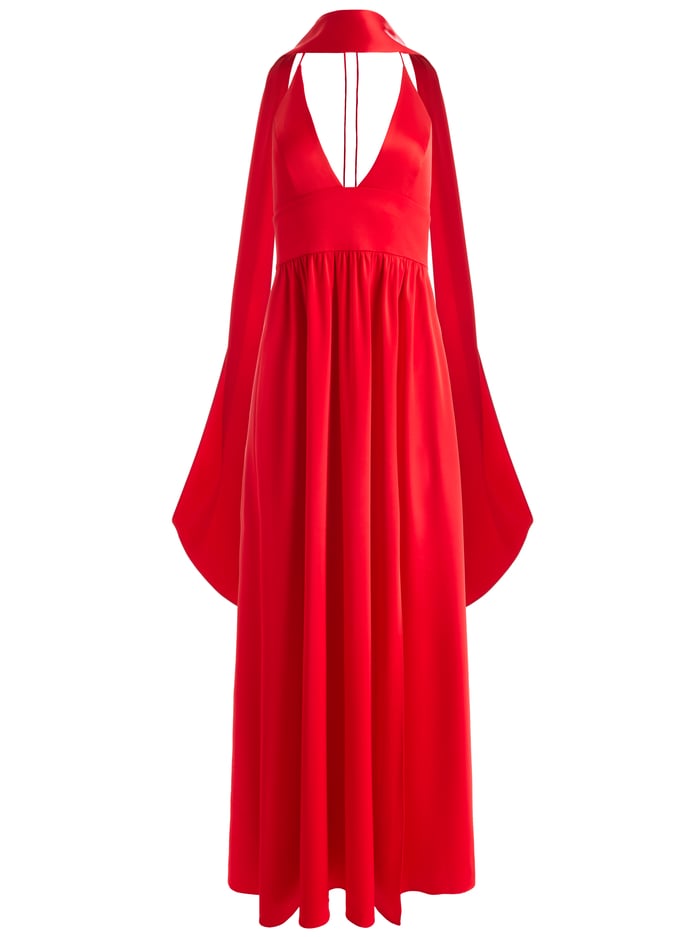 HANNAH HALTER MAXI DRESS - BRIGHT RUBY image 5 - Alice And Olivia