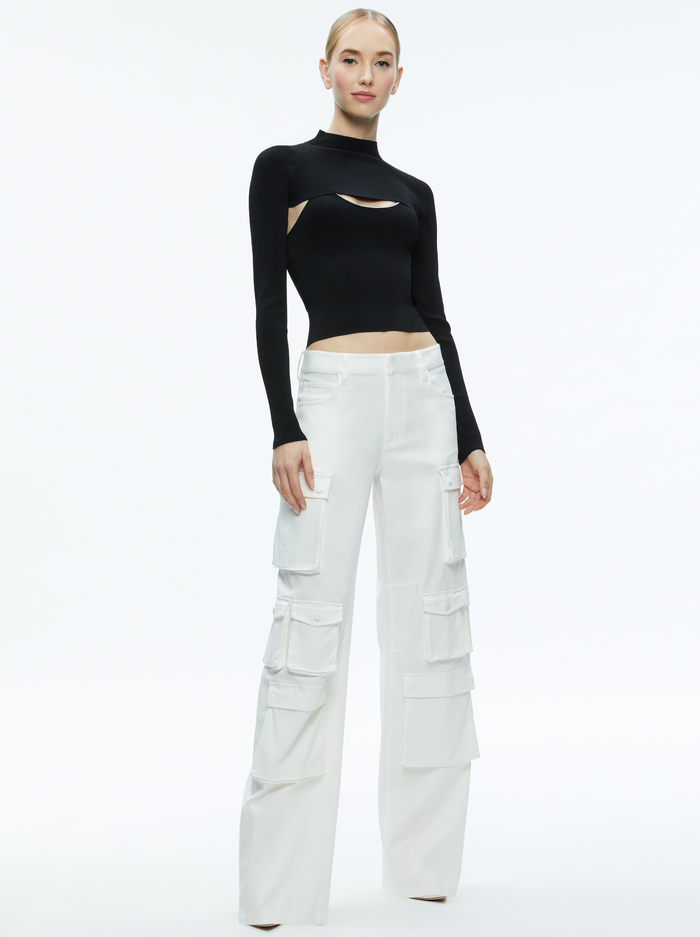 OLYMPIA MID RISE BAGGY CARGO PANTS - OFF WHITE image 2 - Alice And Olivia