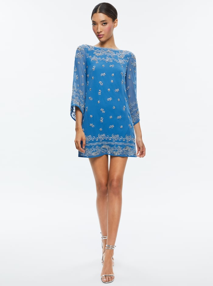 ELEONORA EMBELLISHED TUNIC DRESS - FRENCH BLUE/ANTIQUE SILVER image 5 - Alice And Olivia