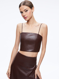 PEARLE VEGAN LEATHER BUSTIER TOP - TOFFEE