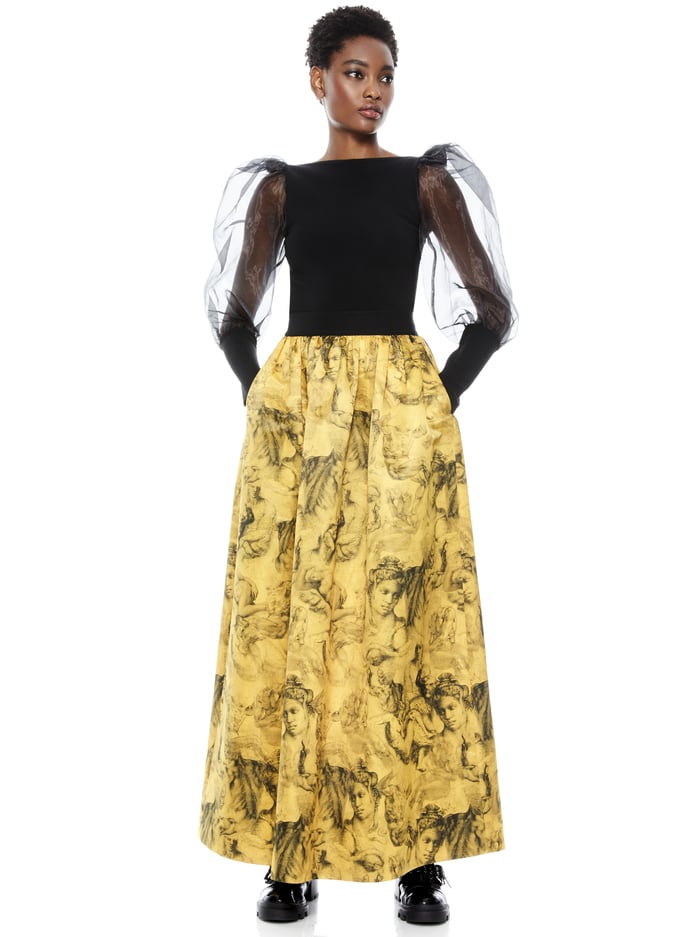 TINA LONG BALL GOWN SKIRT - ANGELO COLLAGE SAFFRON image 4 - Alice And Olivia