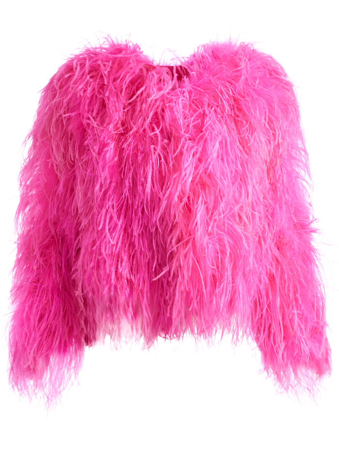 KIDMAN FEATHERED JACKET - WILD PINK image 4 - Alice And Olivia