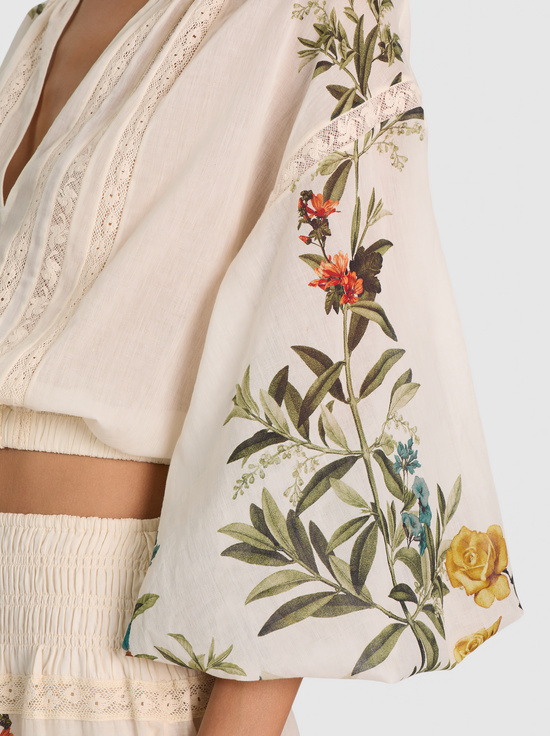 DESERT SPRIGS VANILLA-CASSIE EMBROIDERED BLOUSE