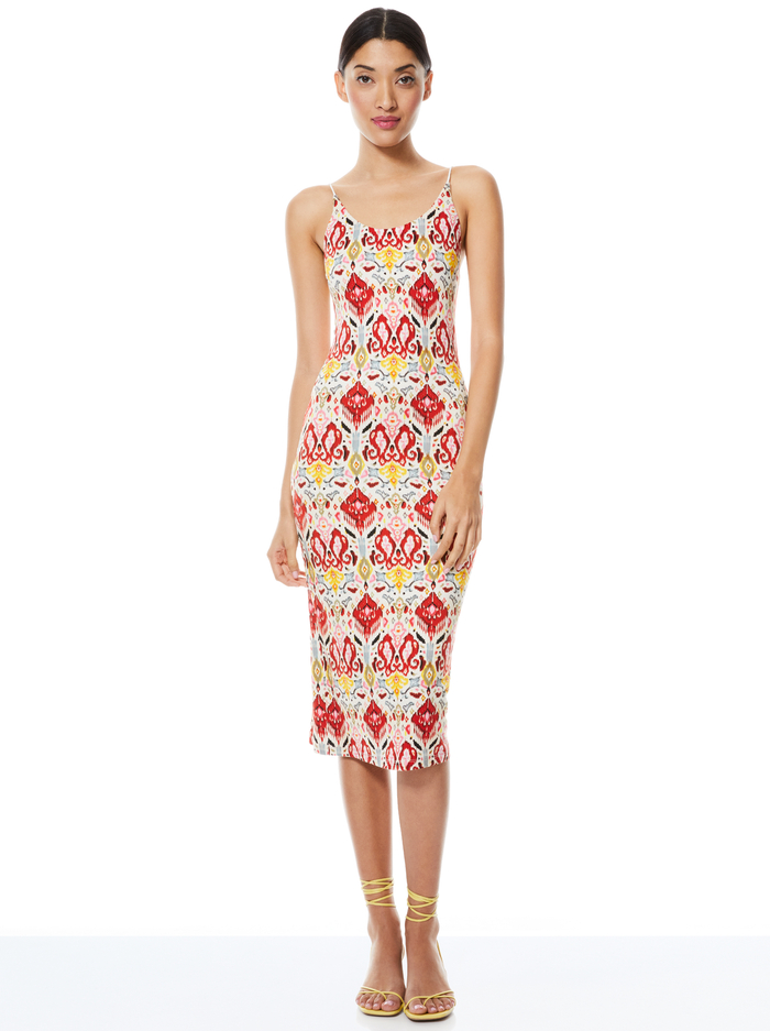 Delora Fitted Midi Dress In Vintage Market Lg Alice And Olivia