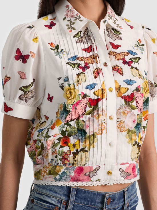 SOLAR STRENGTH OFF WHITE-ROSIE CROPPED BUTTON DOWN