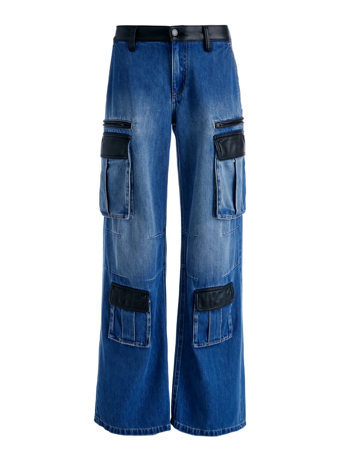 JOETTE COMBINATION VEGAN LEATHER CARGO JEAN - BROOKLYN BLUE image 5 - Alice And Olivia