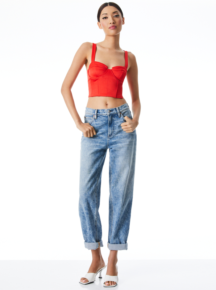 GEORGE HIGH RISE ROLL CUFF JEAN - ROCKY BLUES image 2 - Alice And Olivia
