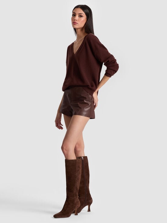 MOCHA-WILLIAMS CASHMERE PULLOVER