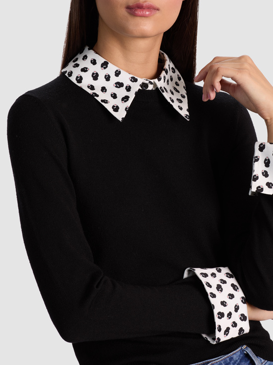 BLACK-PORLA STACEFACE COLLARED SWEATER