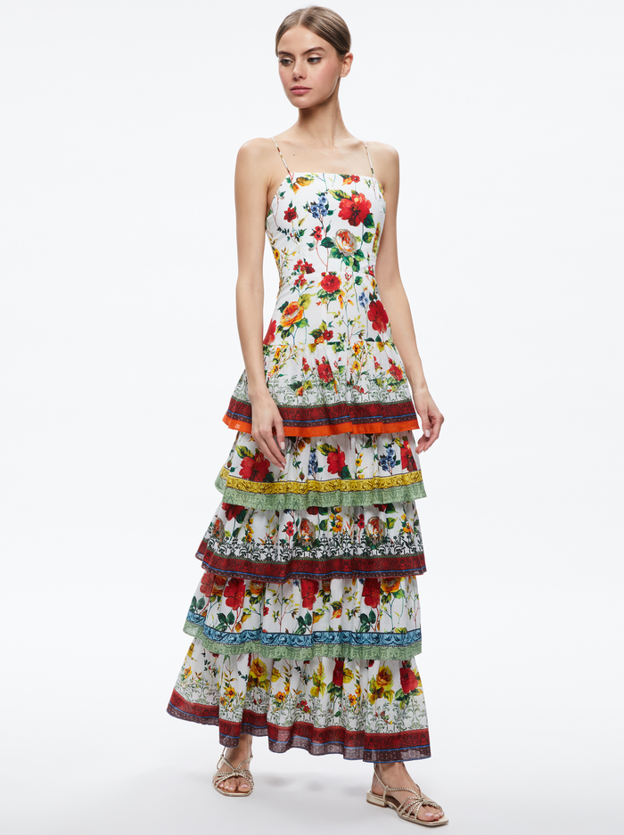 VALENCIA SPAGHETTI STRAP MAXI DRESS - DEW FLORAL image 4 - Alice And Olivia