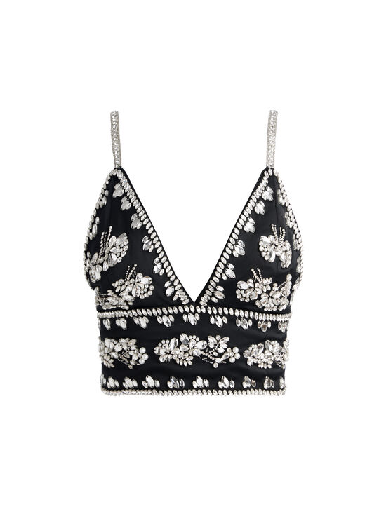 BLACK-CARLI EMBELLISHED BRA TOP