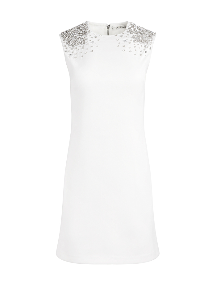 ALMIRA EMBELLISHED SLEEVELESS FITTED MINI DRESS - OFF WHITE image 5 - Alice And Olivia