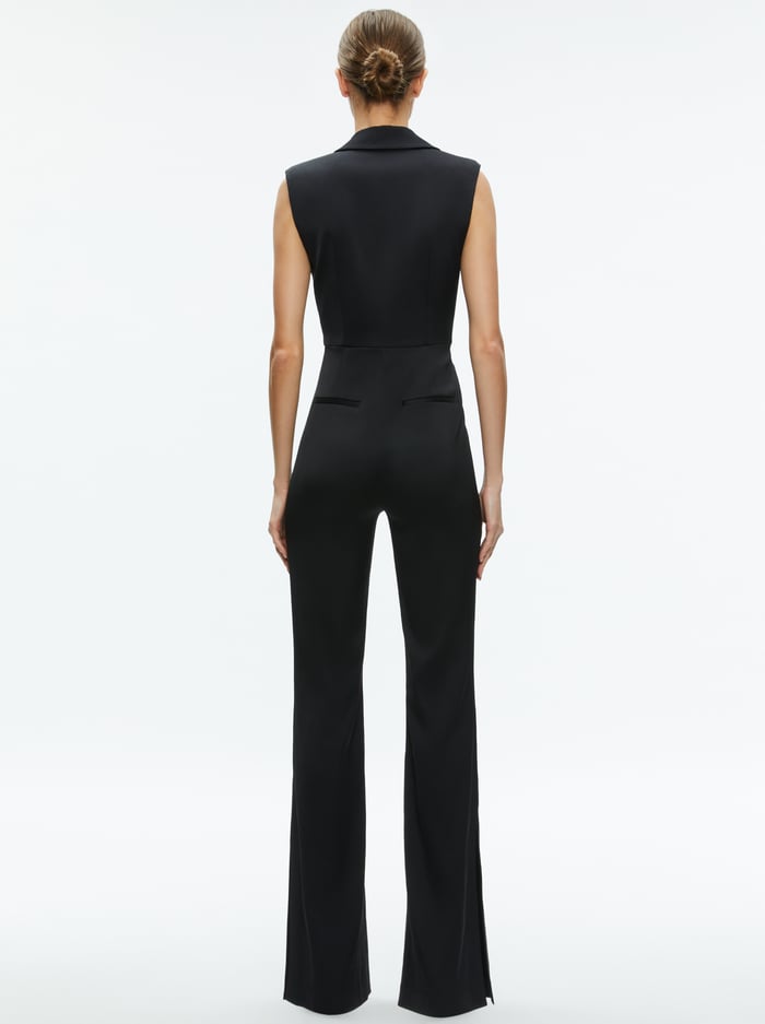 SHOSHANNA SLEEVELESS TUXEDO JUMPSUIT - BLACK image 1 - Alice And Olivia