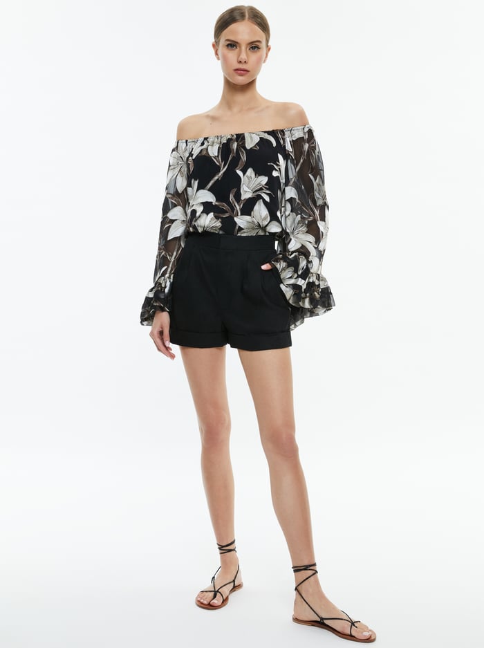 ARDELIA OFF THE SHOULDER TOP - STARGAZER BLACK LG image 2 - Alice And Olivia