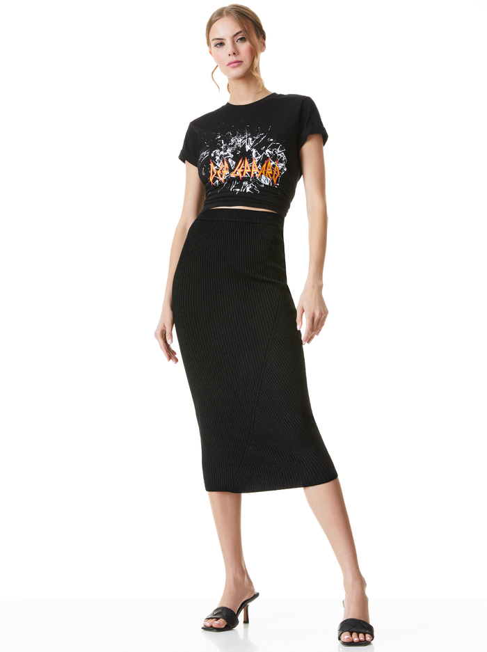 LAINA RIBBED KNIT MIDI SKIRT - BLACK image 2 - Alice And Olivia