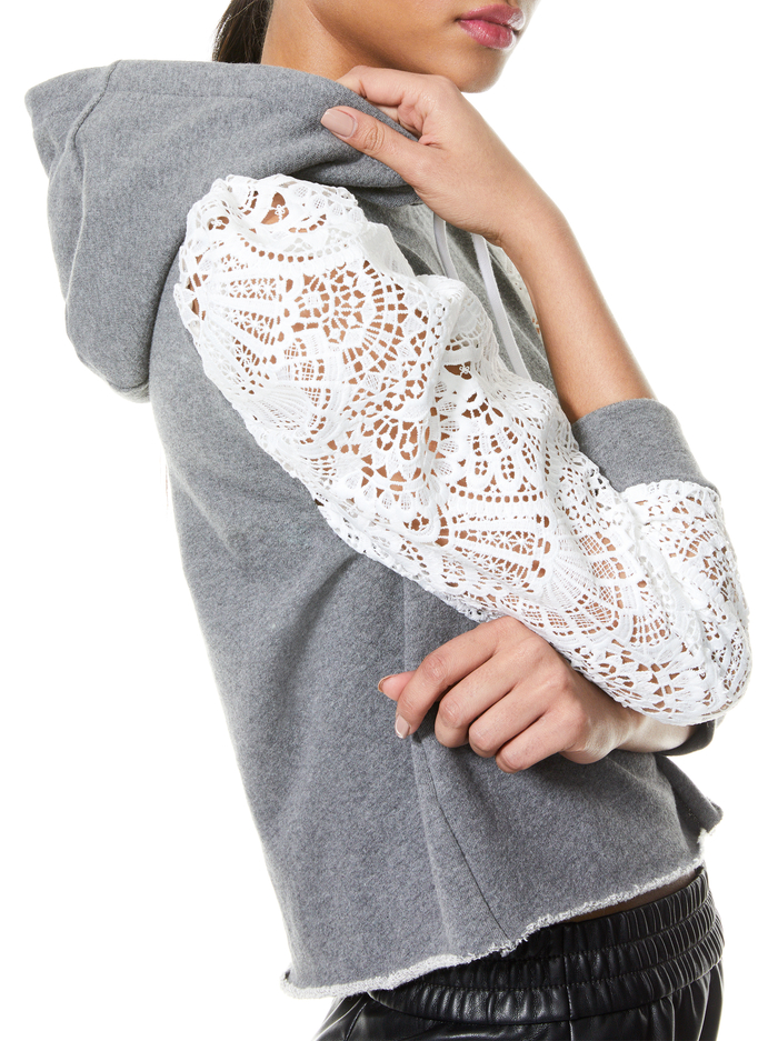 MUFFY PUFF SLEEVE HOODIE - MELANGE GREY image 3 - Alice And Olivia