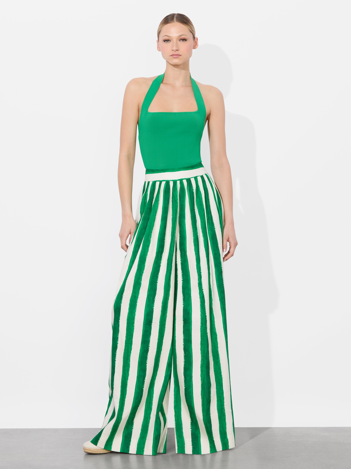 SAMARA LINEN PANT - PAINTED STRIPE LT EMERALD image 1 - Alice And Olivia