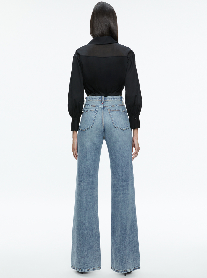 TRUDY CROPPED BUTTON DOWN - BLACK image 1 - Alice And Olivia