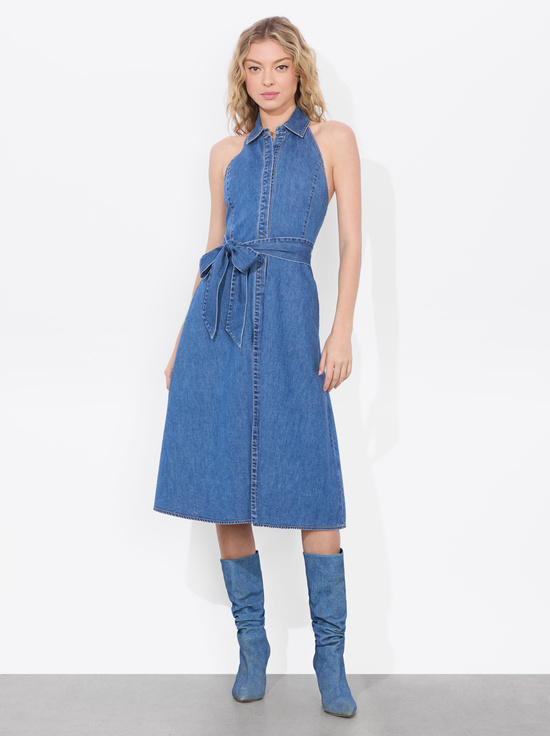 MEDIUM INDIGO CHAMBRAY-CHASSIDY CHAMBRAY MIDI DRESS