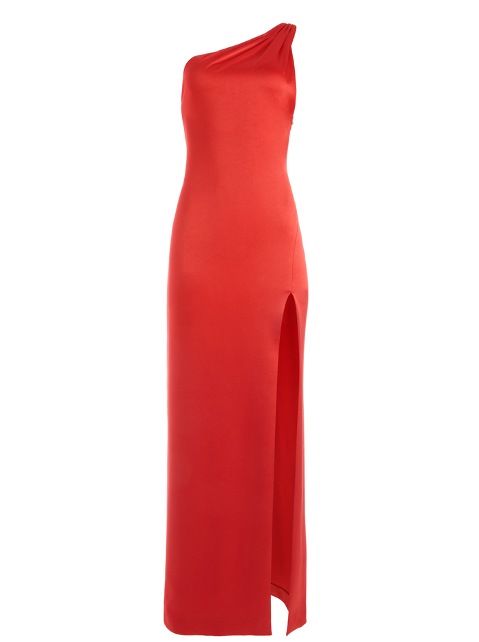 PAULETTE ONE SHOULDER FITTED GOWN - BRIGHT POPPY image 5 - Alice And Olivia