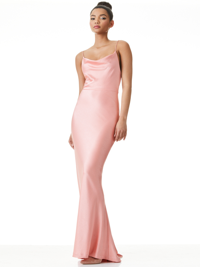 MONTANA COWL BACK MAXI GOWN - PINK - Alice And Olivia