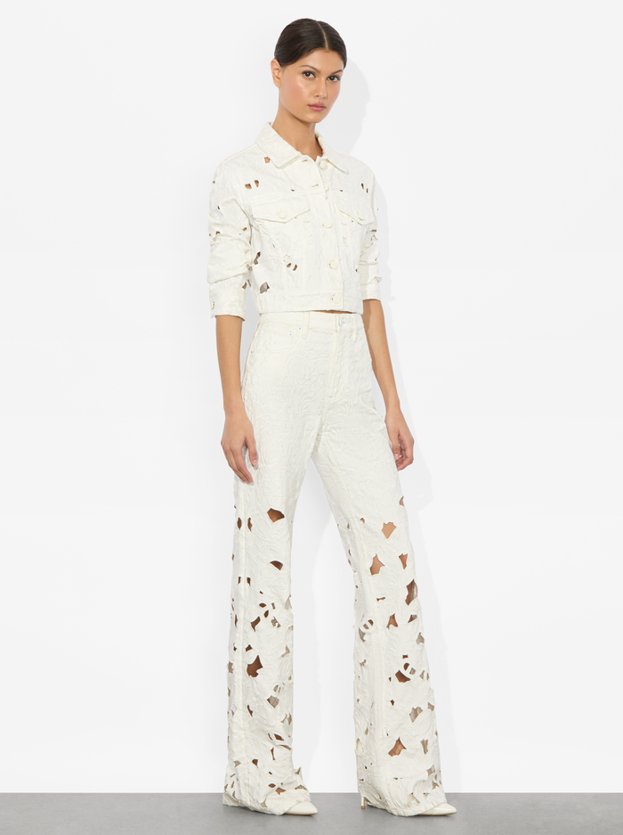 CHLOE EYELET DENIM JACKET - OFF WHITE image 4 - Alice And Olivia