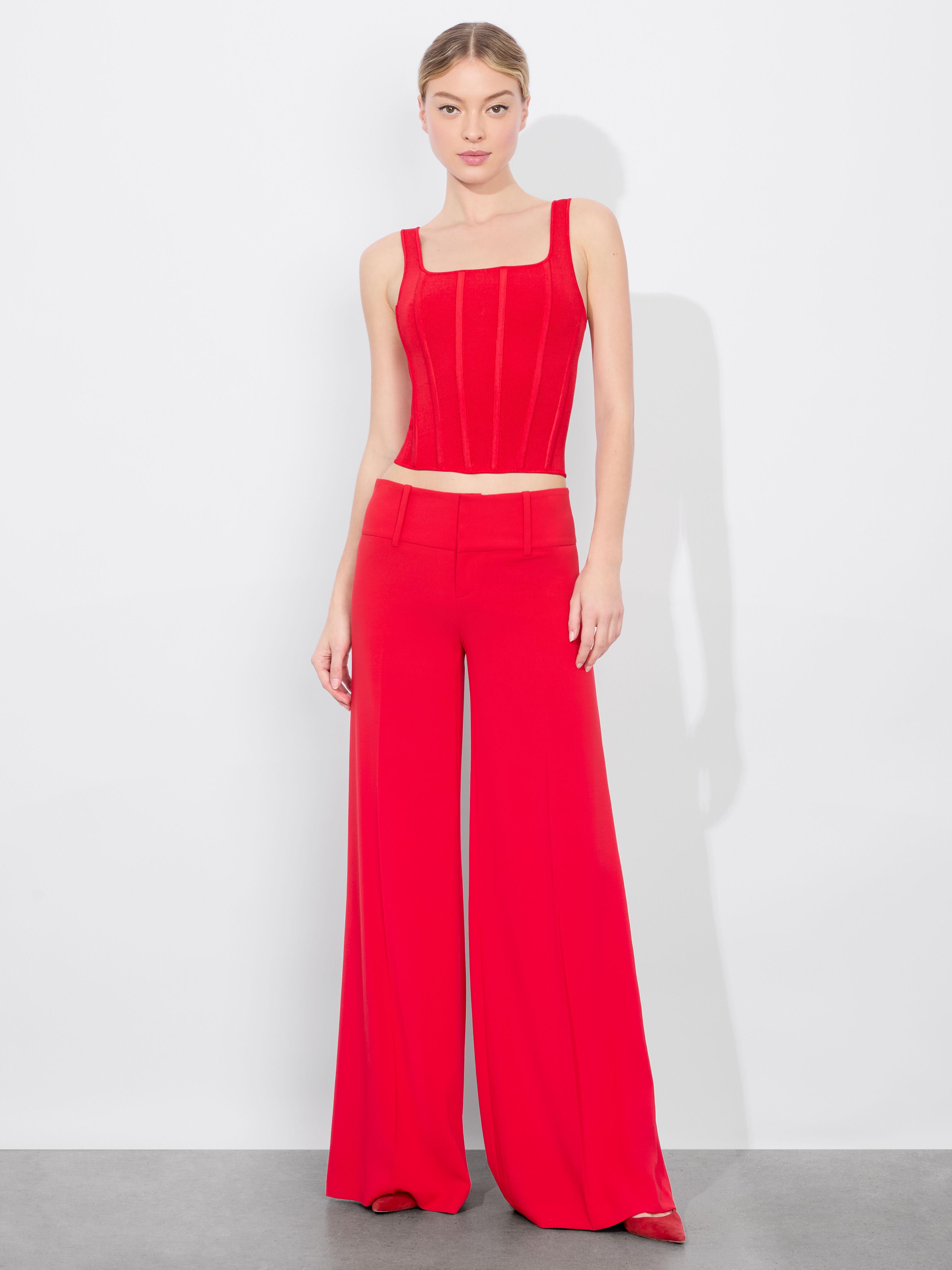 Oriana Drop Waist Mini Dress In Bright Ruby | Alice + Olivia