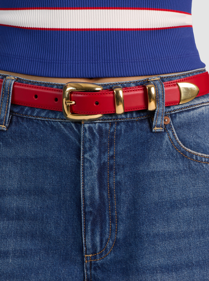 HAYDEN BUCKLE BELT - CHILI PEPPER/GOLD image 1 - ALICE + OLIVIA